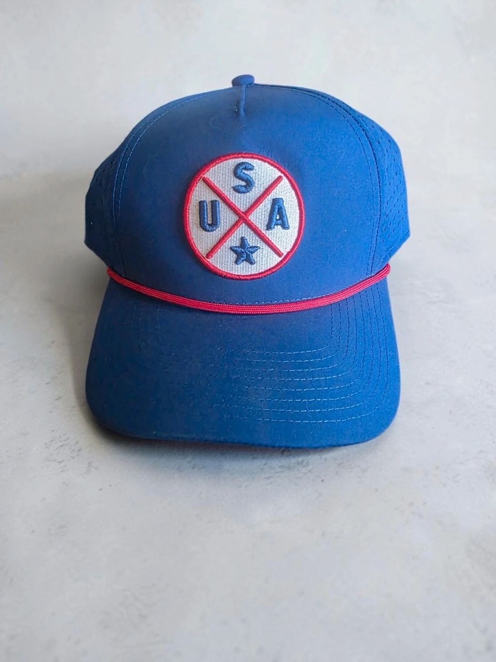 Blue USA Patch Cap with Red Trim